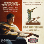 poster of solon holt playing guitar and announcing his concert at Brisket Love January 11 at 7 pm